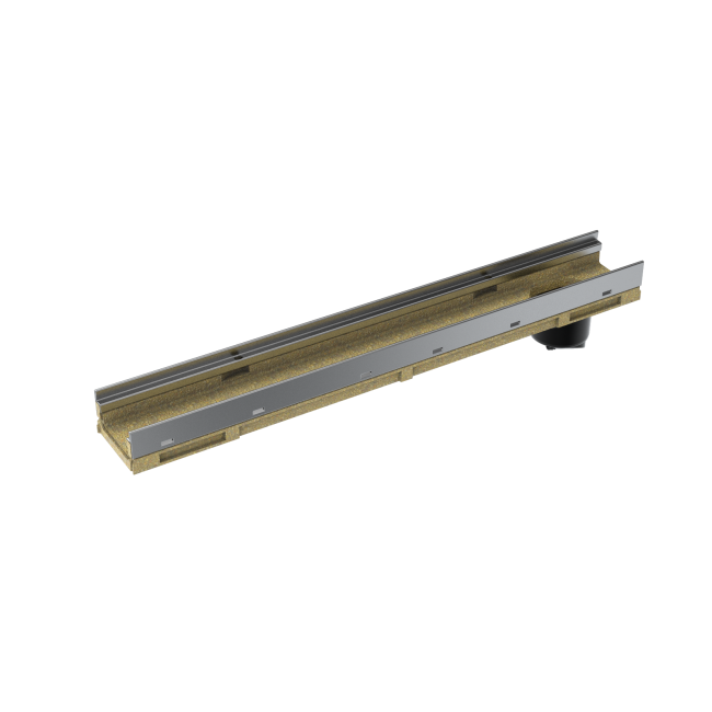 KE-100 Канал, H=80 mm, поц. ст., L=1000 mm,с щуц с клапа, No. 080RV