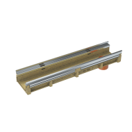 KE-150 Канал, H=130 mm, поц. ст., L=1000 mm, с вертикален щуц  Ø 110, No. 150PR
