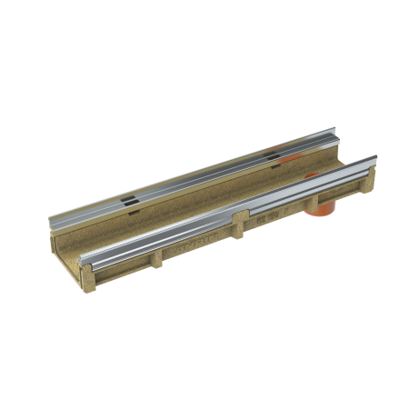 KE-150 Канал, H=130 mm, поц. ст., L=1000 mm, с вертикален щуц Ø 110, No. 150PR KE-150 Канал, H=130 mm, поц. ст., L=1000 mm, с вертикален щуц Ø 110, No. 150PR