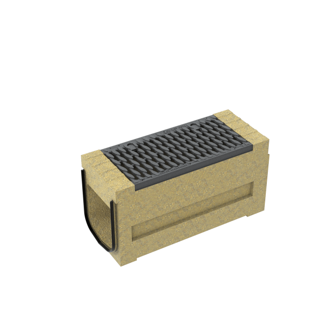 SolidBlock 200 Ревизионен елемент, H=335 mm, L=650 mm, решетка, F900, чугун, Oval Grip с напречни отвори, с EPDM уплътнение